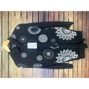 Desigual Black Button-Up Shirt with White Circular Patterns